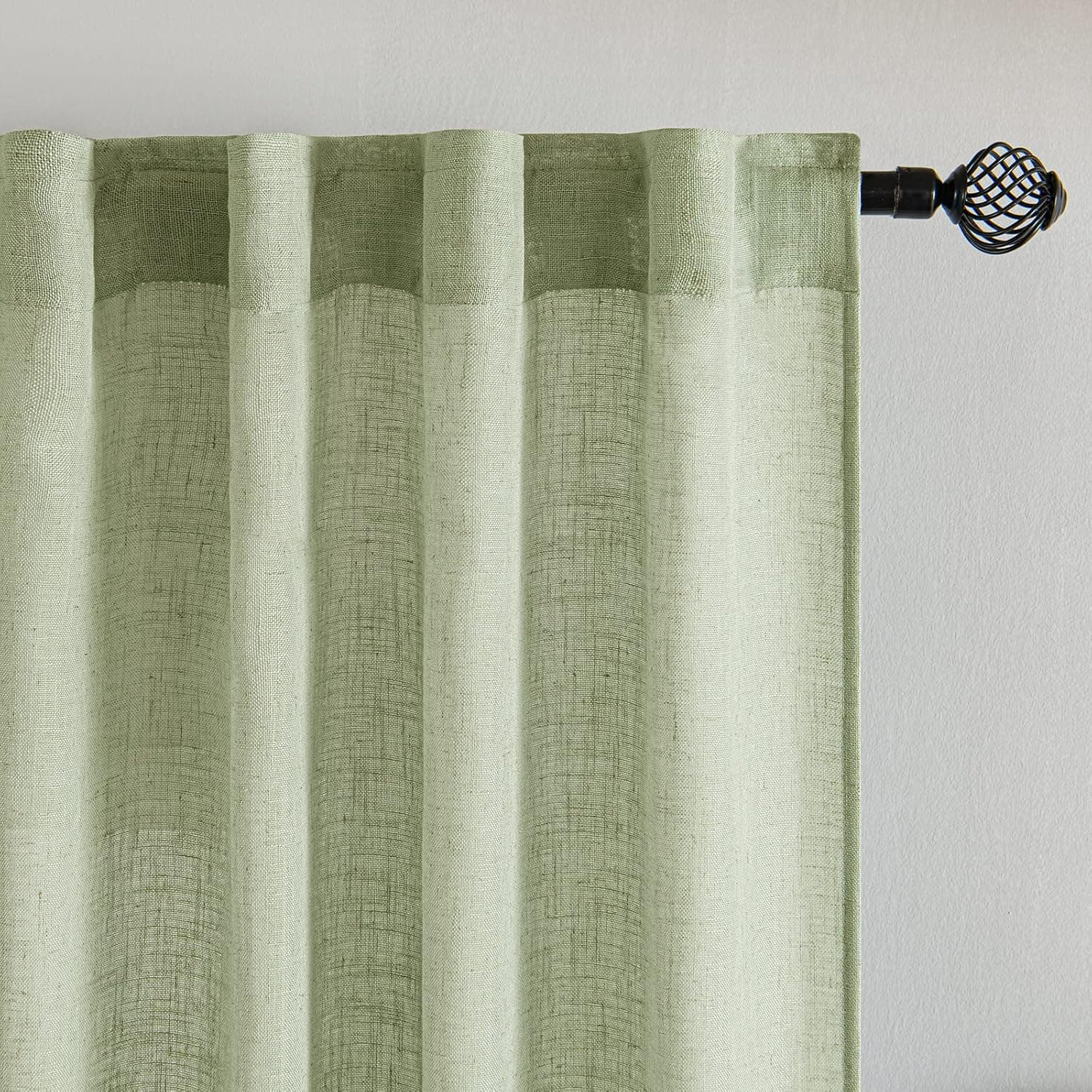 MIULEE Cortinas de Lino Translúcido 2 Piezas Verde 215x140cm (HxL)
