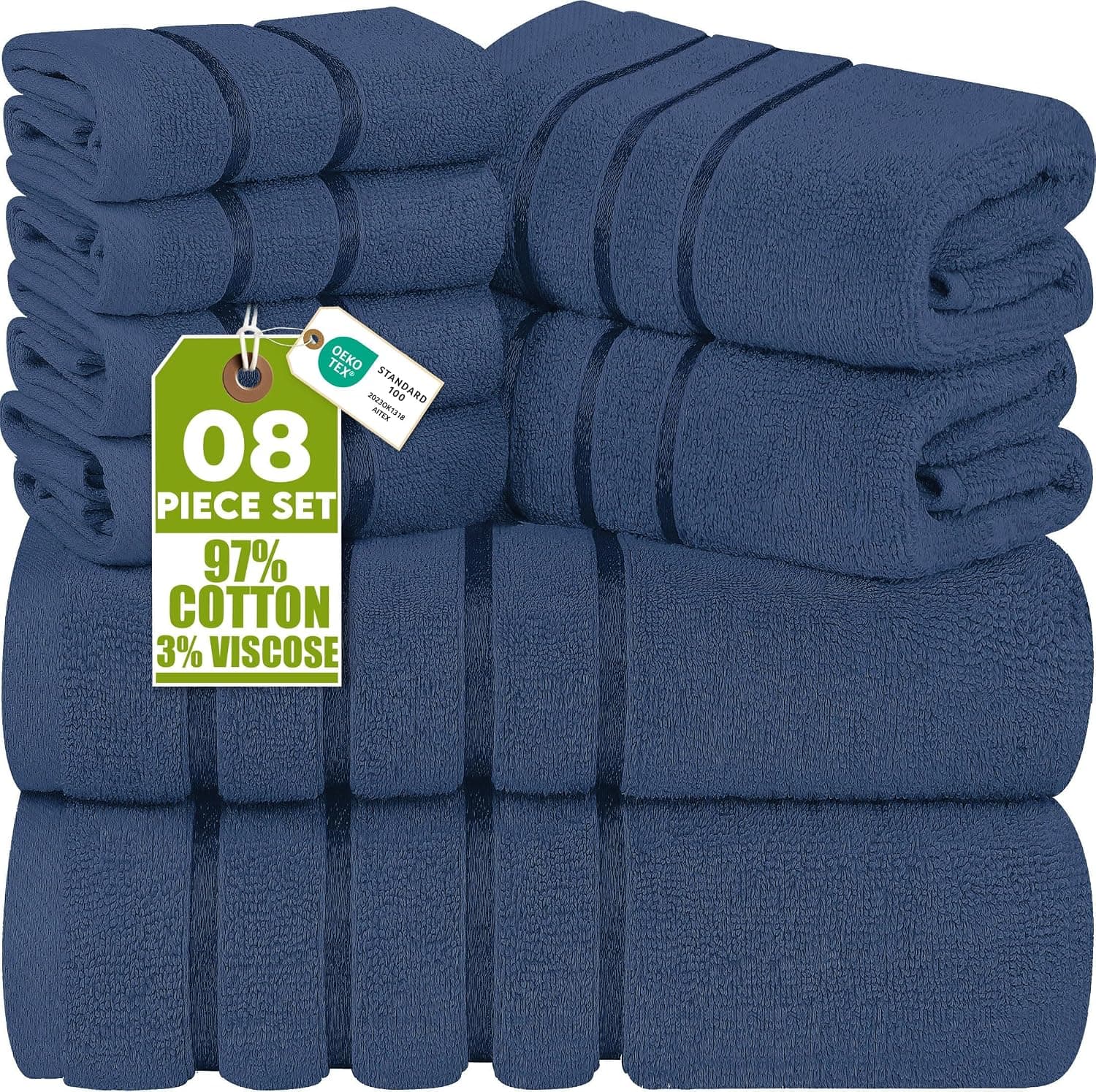 Utopia Towels - Juego de Toallas de Baño 8 Piezas (Azul Marino)