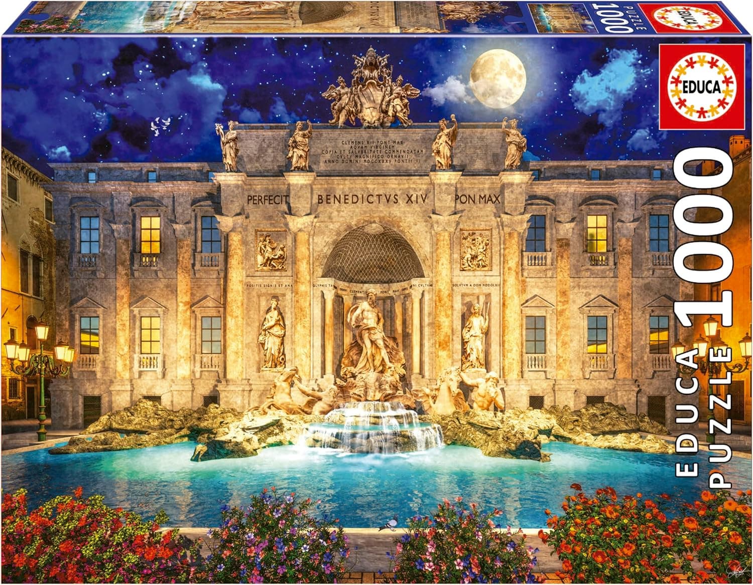 Educa - Fontana di Trevi, Roma | Puzzle de 1000 Piezas para Adultos. Medidas: 68 x 48 cm. Incluye Cola Fix Puzzle. A Partir de 14 años (19923)