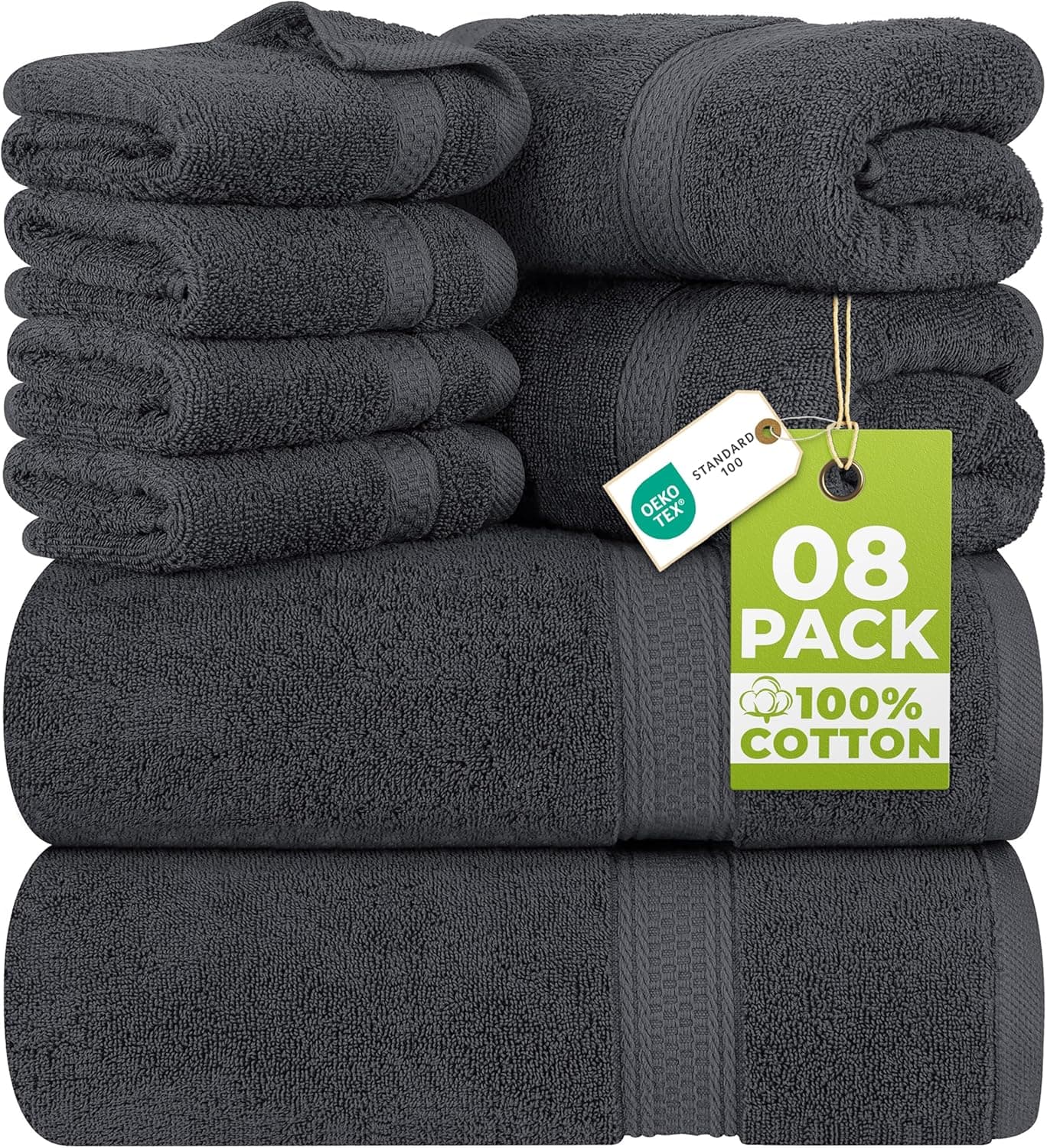 Utopia Towels - Juego Toallas Baño Completo 8 Piezas (Gris)