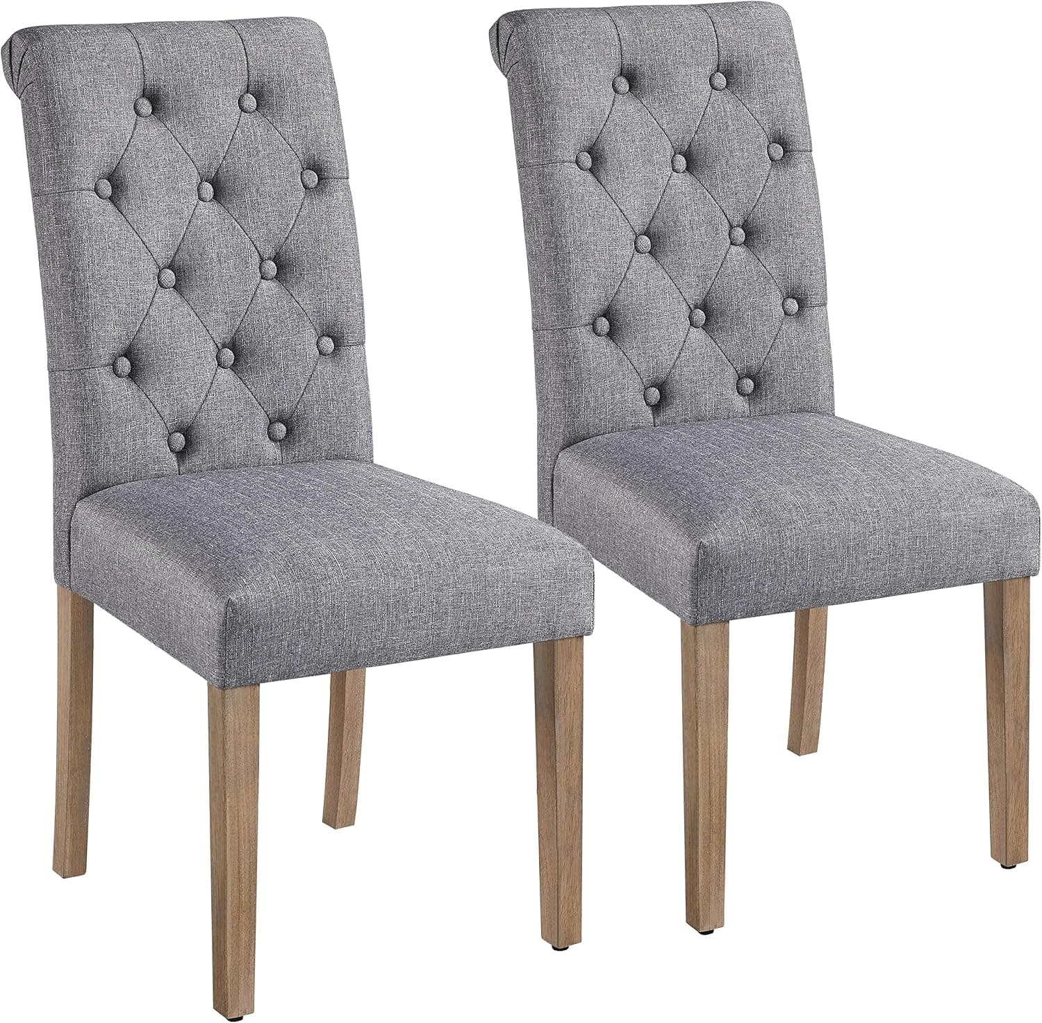 Yaheetech Juego de 2 Sillas de Comedor Silla Acolchada de Tela Gris Oscuro