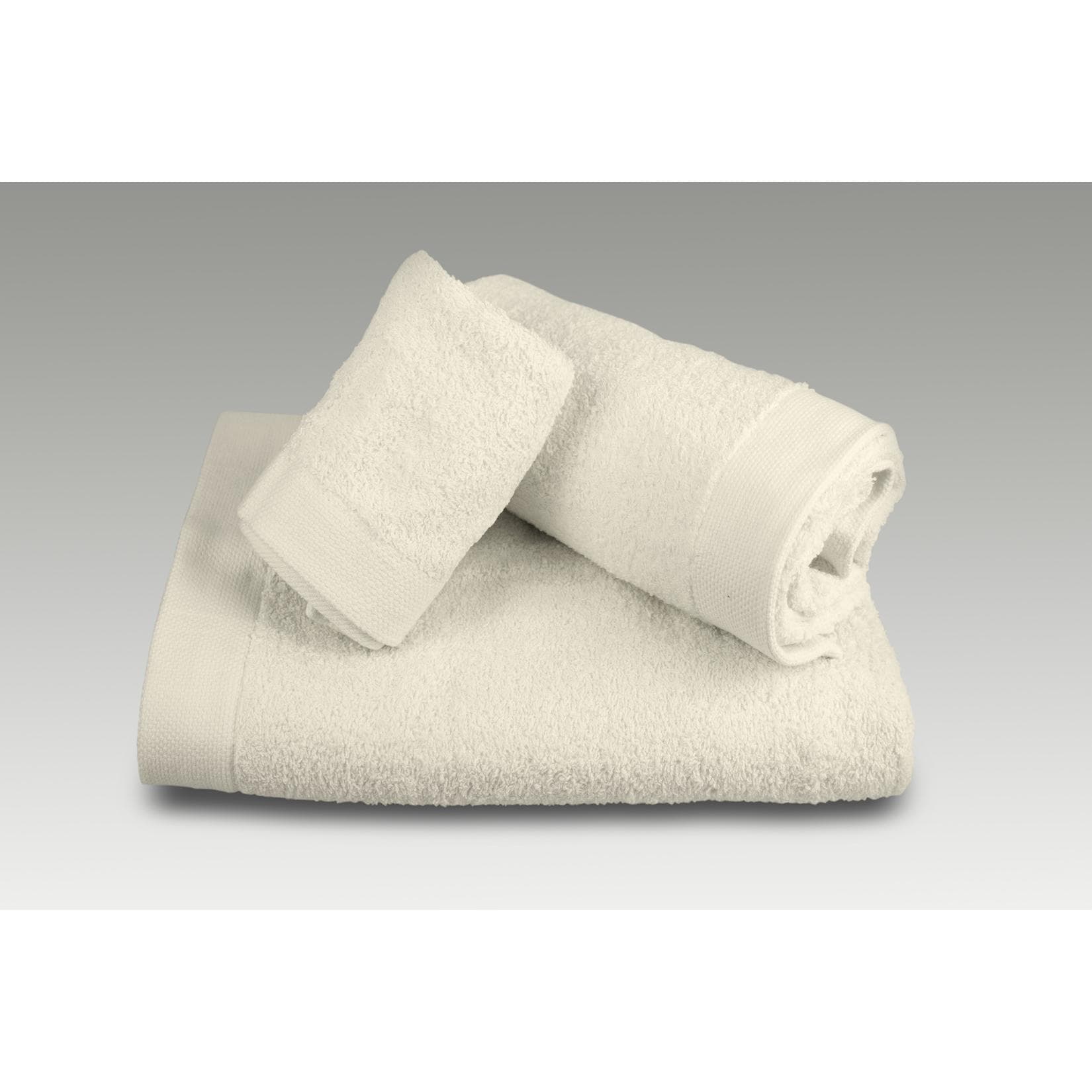 Juego de 3 toallas Burrito Blanco, rizo algodón 100%, 500 gr/m². Colores blanco, azul, gris, piedra, beige y beige medio. Contiene: 1 toalla de maquillaje + 1 toalla de manos + 1 toalla de baño. Cenefa Jacquard. Textil baño de calidad Burrito Blanco.