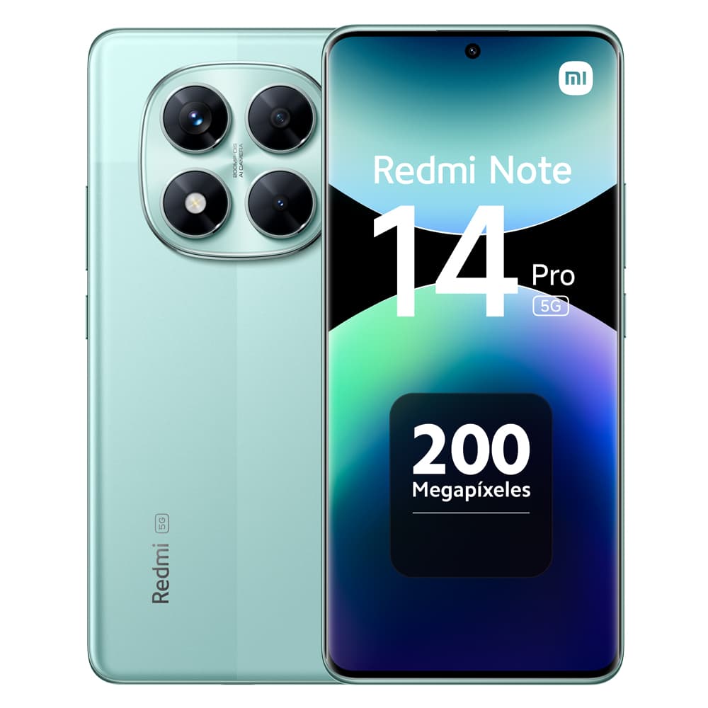 Xiaomi Redmi Note 14 Pro 5G Smartphone NFC Pantalla AMOLED 6.67" Resolución 1.5K Procesador MediaTek Dimensity 7300-Ultra Ocho núcleos Cámara triple trasera 200 MP Cámara frontal 20 MP Batería 5110 mAh Carga rápida 45W