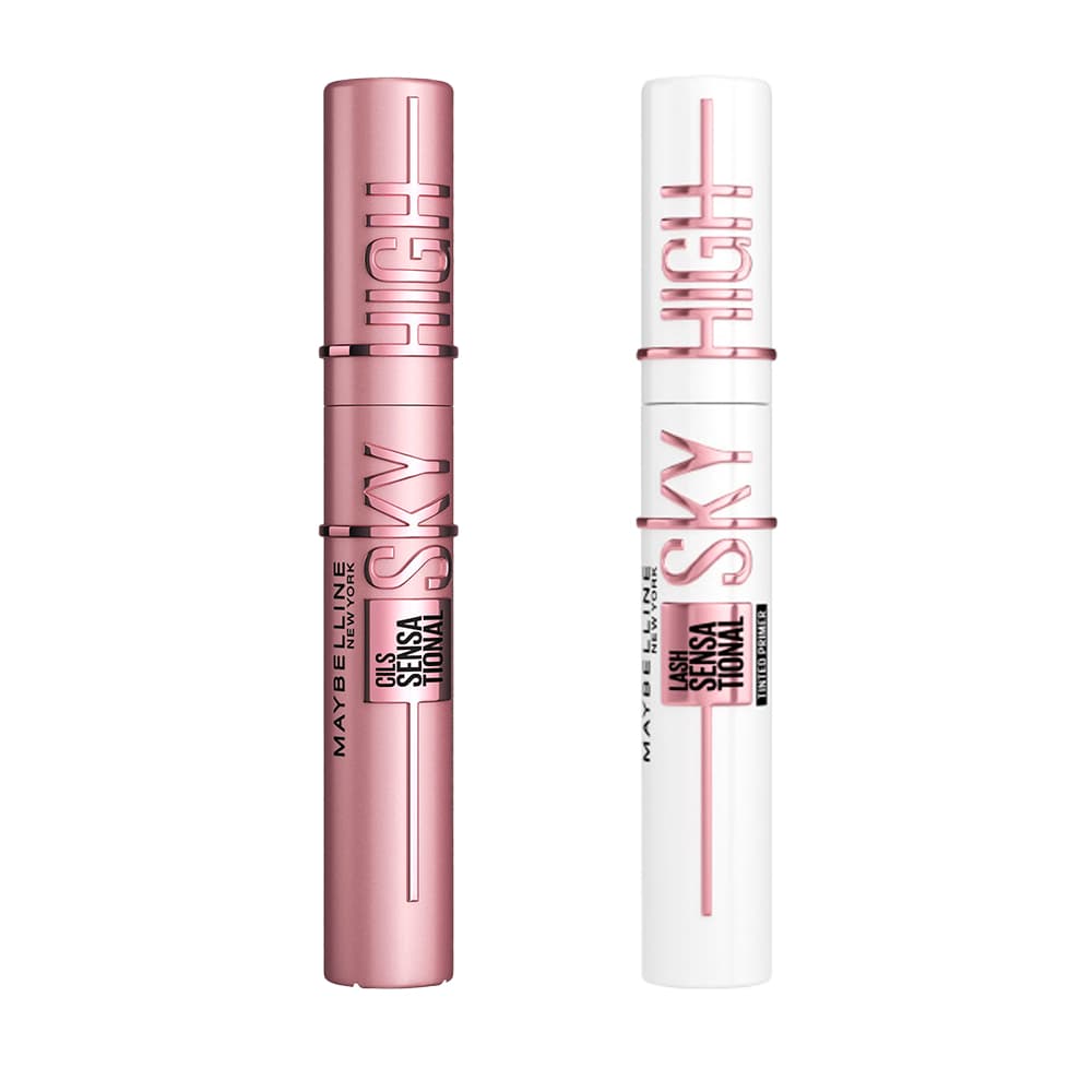 Maybelline New York | Pack Lash Sensational Sky High máscara de pestañas. Pestañas con altura + Sky High Primer con Color negro, con Ceramida y Pro-Vitamina B5, para unas pestañas con Longitud sin Límites y más cuidadas.