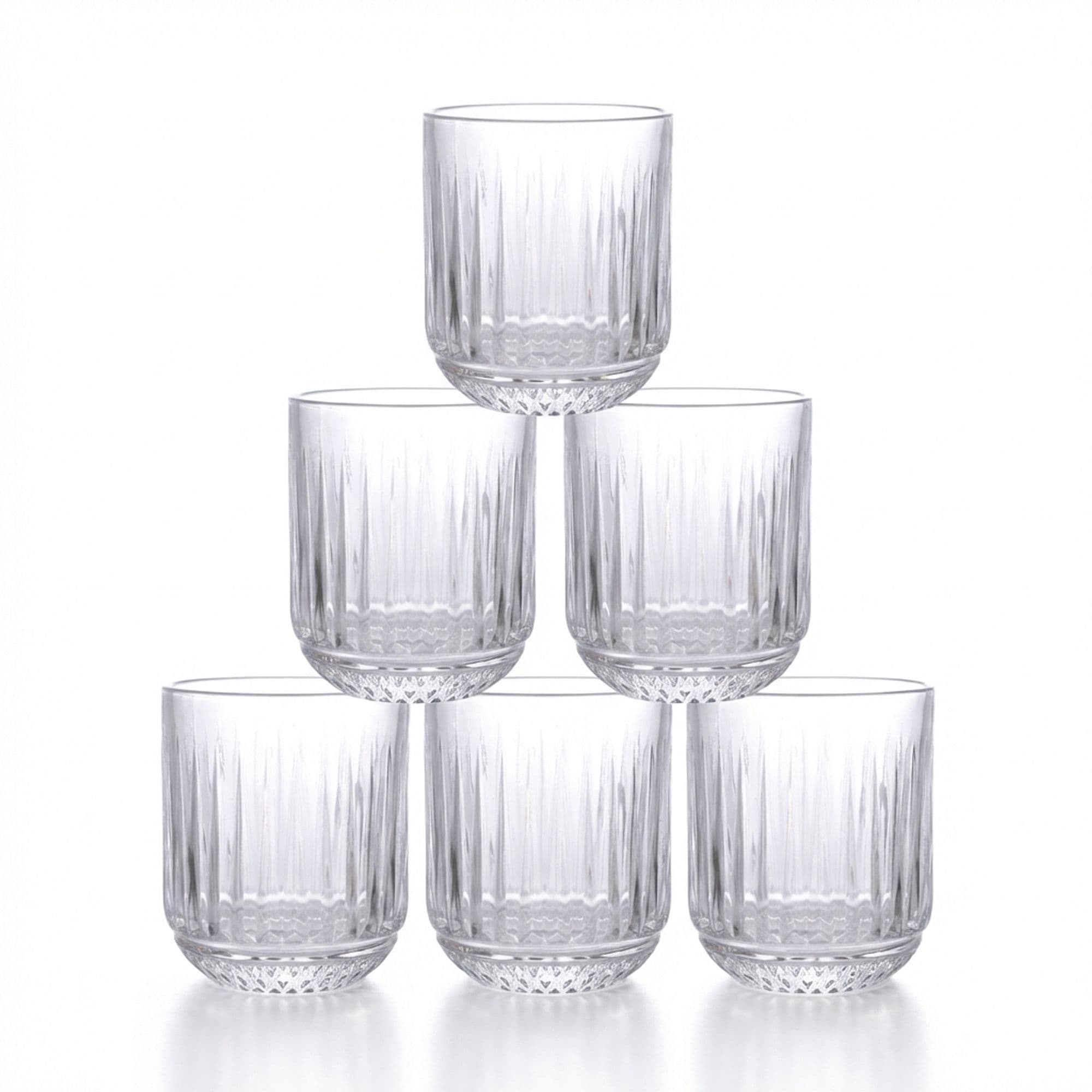 SANTA CLARA | Set 6 Vasos de Cristal Agua 270cc y 430cc Modelos Odiel y Orbel, Vasos de Vidrio con Relieve en Varios Colores, Aptos para Lavavajillas y Microondas