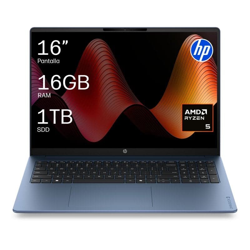Portátil HP OmniBook 3 16-by0025ns 16" AMD Ryzen 5 40 16GB 1TB SSD Radeon 610M FreeDOS Azul