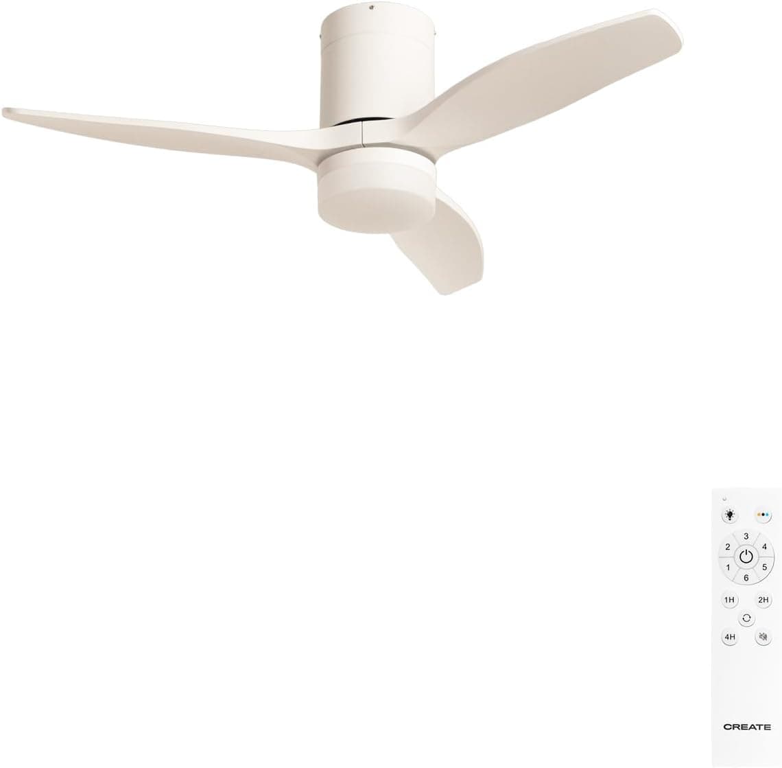 CREATE/WINDCALM S/Ventilador de techo ABS con luz blanco con mando / 40W, Silencioso, Ø112 cm, 6 velocidades, 3 temperaturas de luz, temporizador, función verano-invierno