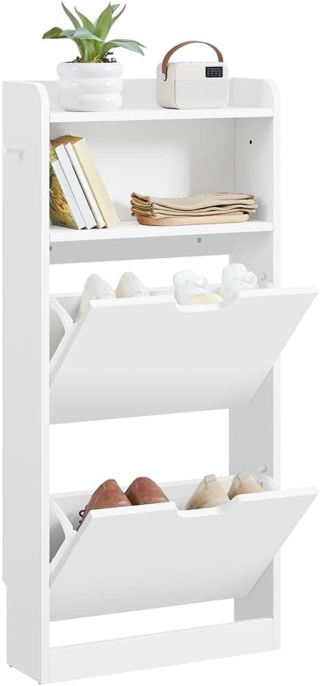 Yaheetech Mueble Zapatero Estrecho Armario con 2 Cajones Abatibles Blanco