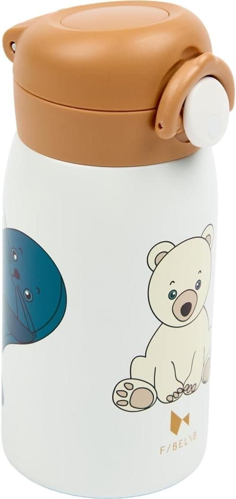 Botella para beber de acero inoxidable Fabelab para niños 320 ml (Oso Polar)