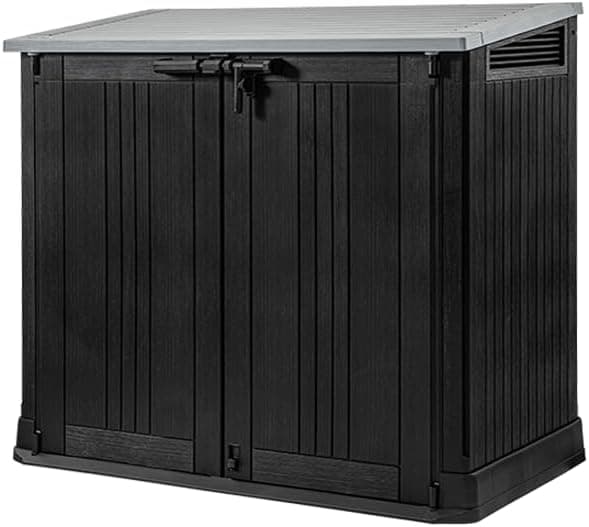 Keter Sio Nova -Cobertizo de jardín Exterior, Capacidad 880L, Color Gris, 132 x 71,5 x 113,5 cm