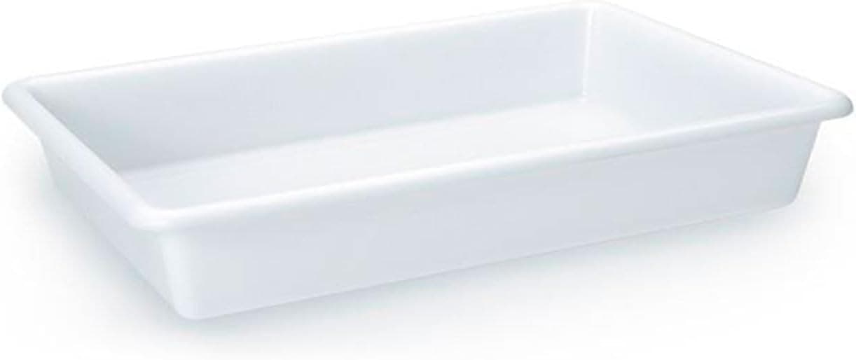 Tradineur -Bandeja rectangular de hostelería - Fabricado en Polipropileno - Apta para microondas y lavavajillas - Capacidad de9 Litros - 8 x 48,5 x 33 cm - Color Blanco
