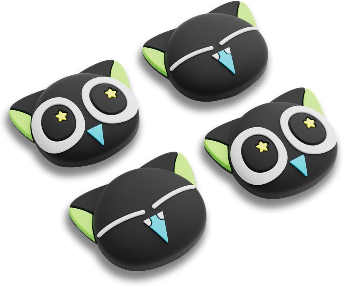 GeekShare Tapas de silicona para joystick Switch 2, accesorios de protección, agarre de humbstick antideslizante, cómodo (4 unidades) (Luo Xiaohei)