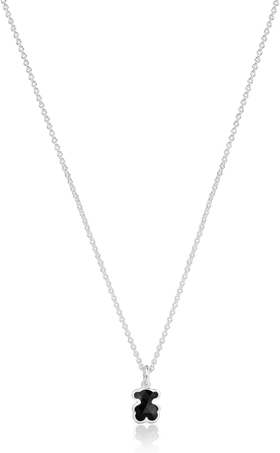 TOUS Collar Corto para Mujer de Plata de Primera Ley y Motivo Oso En Ónix, Colección Icon Color