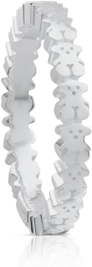 TOUS Anillo de Plata de Primera Ley para Mujer con Motivo de Osos, Talla 14, Elegante y Versátil, Colección Straight