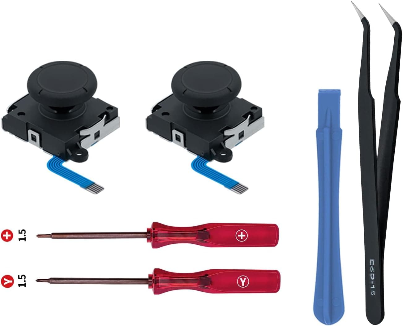 Wigearss 2 Piezas de Repuesto de 3D Joystick Analógico y Herramientas de Reparación para Mandos Joy-Con de Nintendo Switch/OLED/Lite (Incompatible con Switch 2)