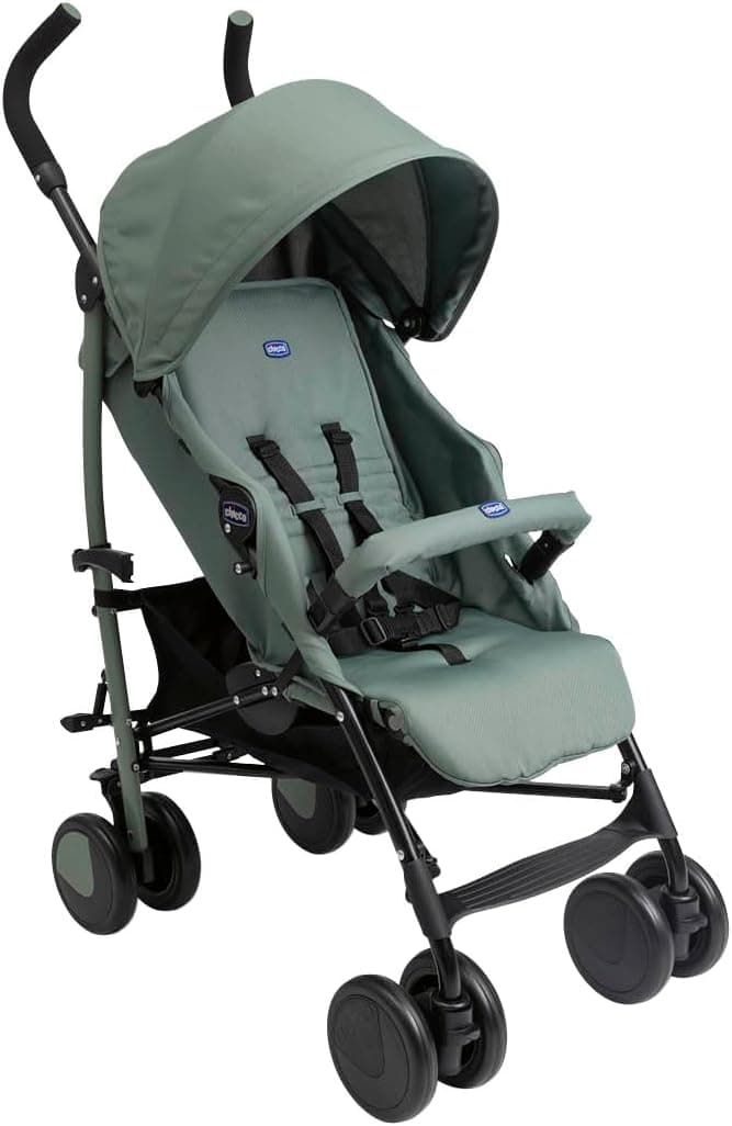 Chicco Echo Lite, Silla de Paseo Bebé Ligera, 0+ Meses-22 Kg, Respaldo Reclinable en 4 Posiciones, Asiento Espacioso, Paragolpes, Cierre Paraguas, Frenos Gemelos y Ruedas Delanteras Giratorias, Verde