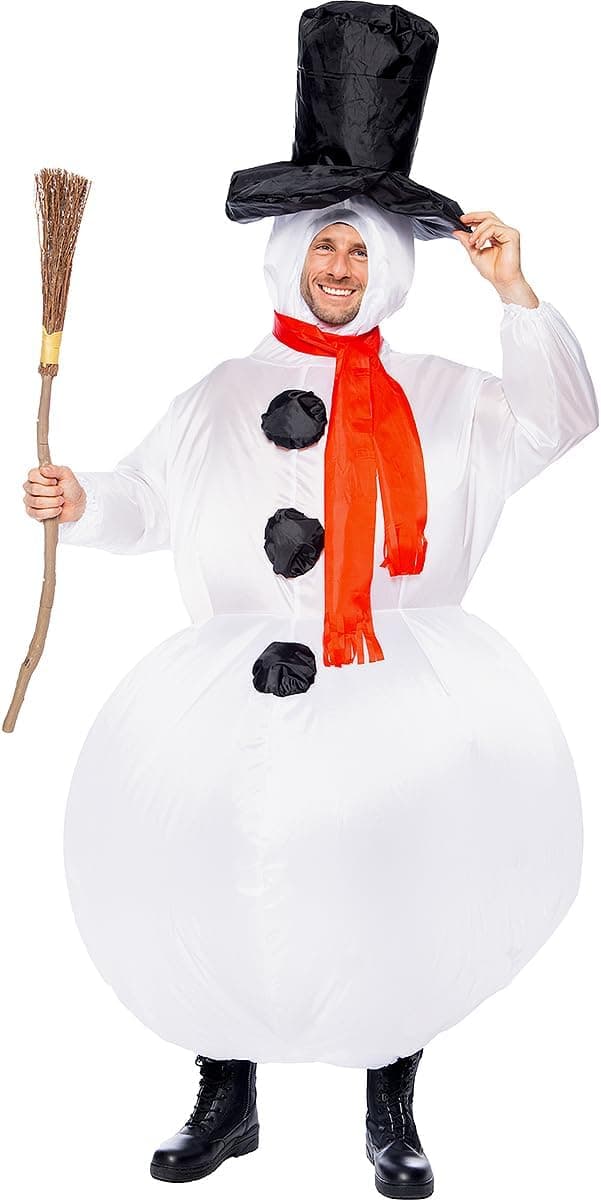 Funidelia | Disfraz de muñeco de Nieve Hinchable para Hombre y Mujer - Navidad, Snowman, Belén de Navidad - Disfraz para Adultos Accesorios para Fiestas, Carnaval y Halloween - Talla única - Blanco