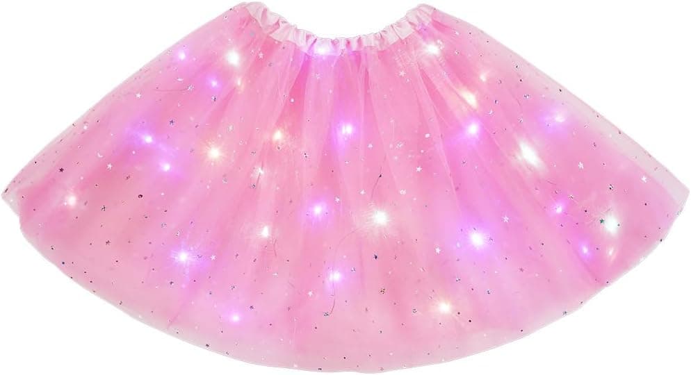 Faldas tutú LED para mujer, fiesta de ballet, vestido elástico para Halloween y Carnaval, forro rosa, 42