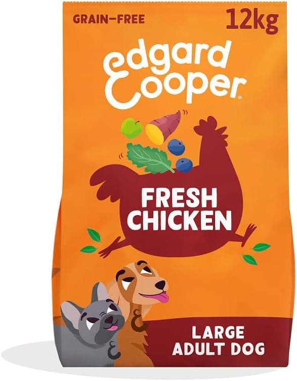 Edgard & Cooper Pienso Para Perros Adultos Grandes, Pollo Fresco (12kg), Comida Perro Seca Sin Cereales, Los Ingredientes Naturales, Con equilibrio de fibra añadido
