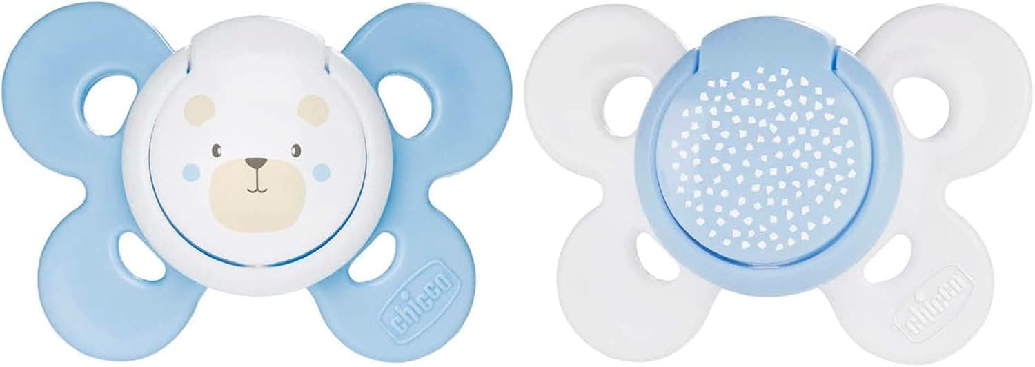 Chicco Chupete PhysioForma Comfort 0-6 Meses, Chupete para bebés con tetina de Silicona, Pezón Suave, Recién Nacido, Apoya la Respiración Fisiológica y el desarrollo correcto de la boca, Azul, 2 Pz