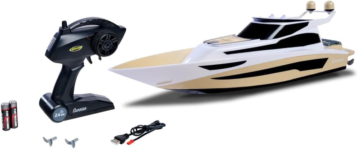 Carson 500108059 Yate RC Hurikan 2.4G 100% RTR - Barco teledirigido, Barco RC, Juguete teledirigido para niños y Adultos, Incluye Mando a Distancia