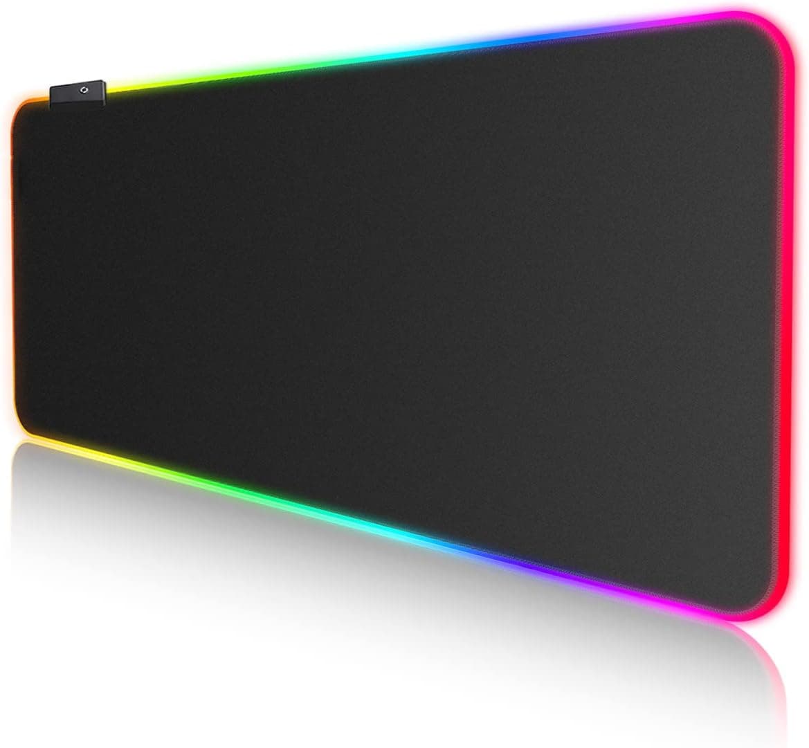 Alfombrilla de Ratón RGB, XXL 800x300x4mm Mouse Pad, 10 Modos de Iluminación 7 Colores LED, Base Antideslizante, Adecuada para Jugadores, PC y portátil