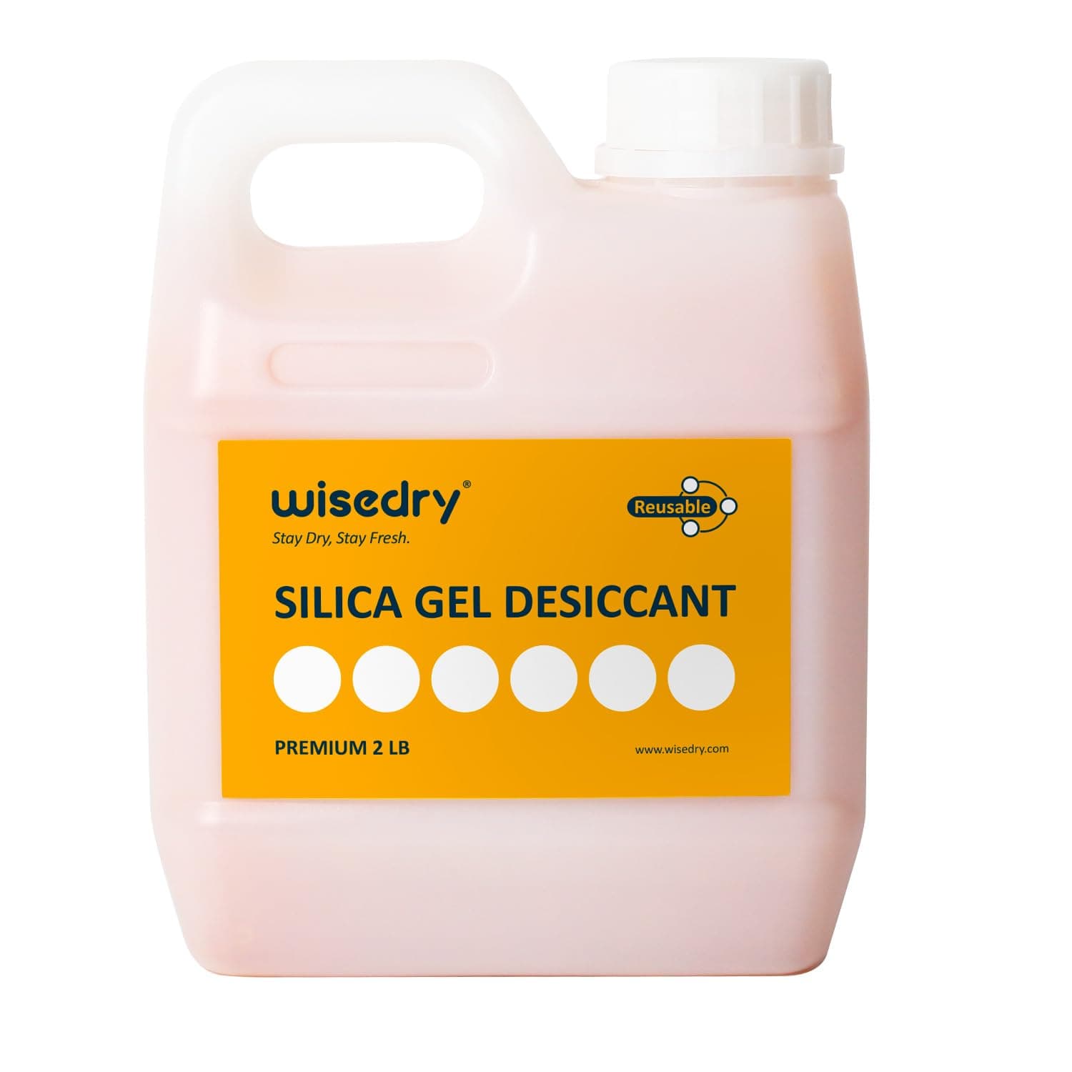 wisedry Perlas Desecantes de Gel de Sílice Reutilizables a Granel con Indicación de Color de Naranja a Verde - 0,9kg (2 LBS), Tamaño de la Perla 2-4 mm, Recargable