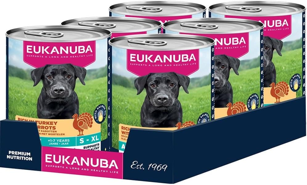 EUKANUBA Alimento Húmedo para Perros Adultos con Pavo y Zanahoria, 6 x 400g