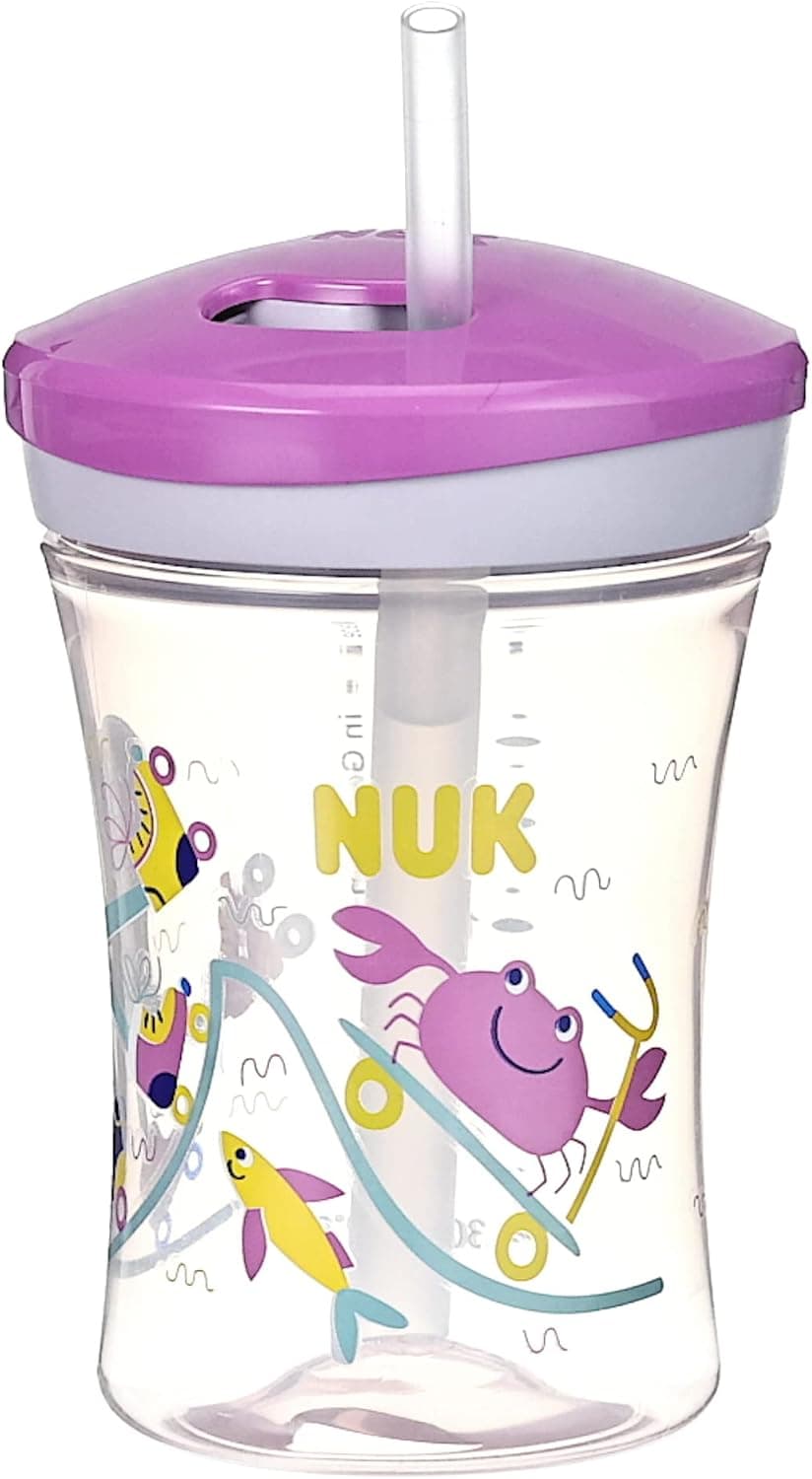 NUK Learn to Drink set de tazas para sorber | Biberón Entrena con boquilla blanda (+6M) | Magic Cup a prueba de derrames de 360° (+8M) y Action Cup para llevar (+12M) | 230 ml | Sin BPA | Amarillo
