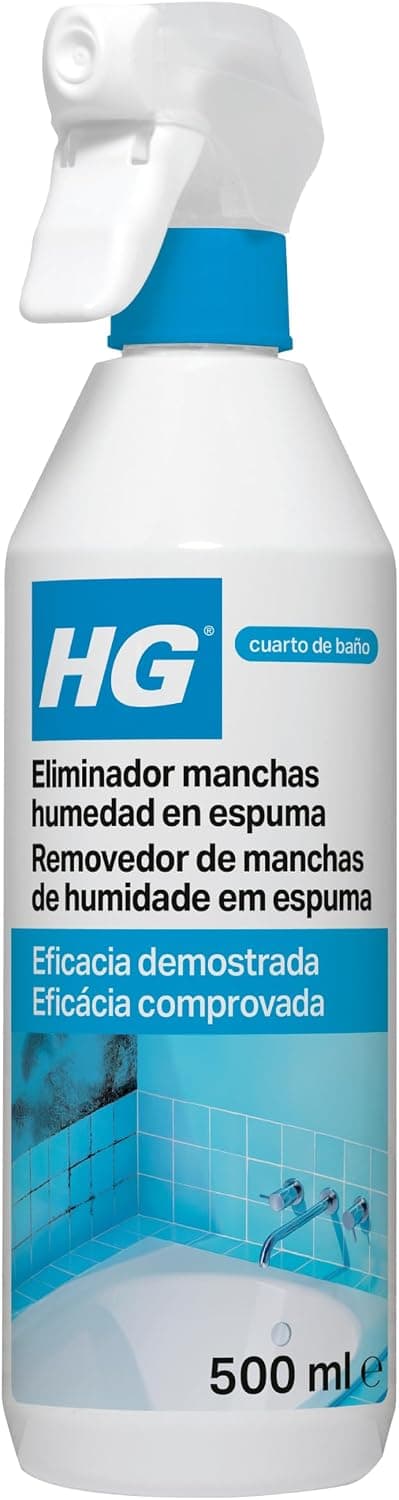 HG Eliminador Manchas Humedad en Espuma, Spray para Paredes y Baño, 500ml