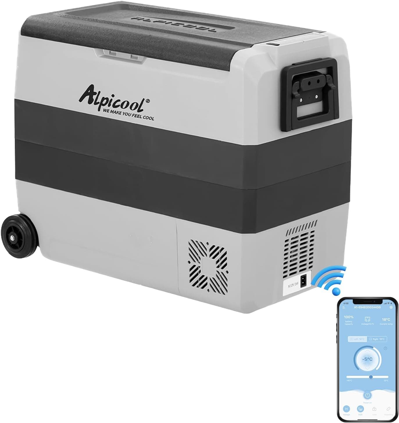 Alpicool T60 60 litros Nevera portátil 12 V 24 V congelador, pequeño congelador para coche, camping, camión, barco y enchufe con puerto USB