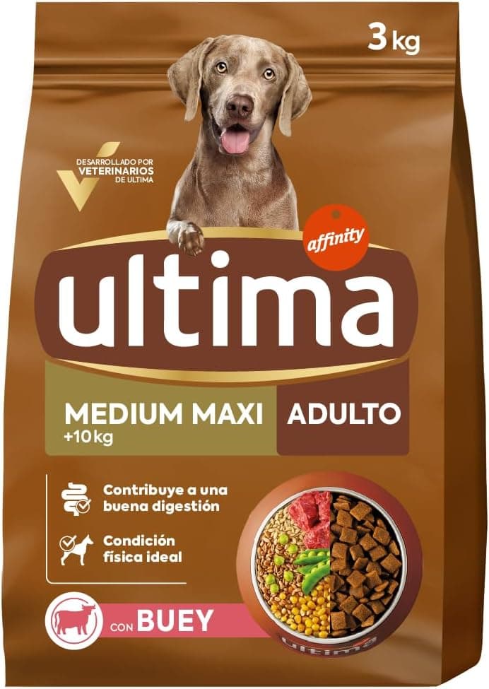 Ultima Pienso para Perros Medium Maxi Adultos con Buey - 3000 gr