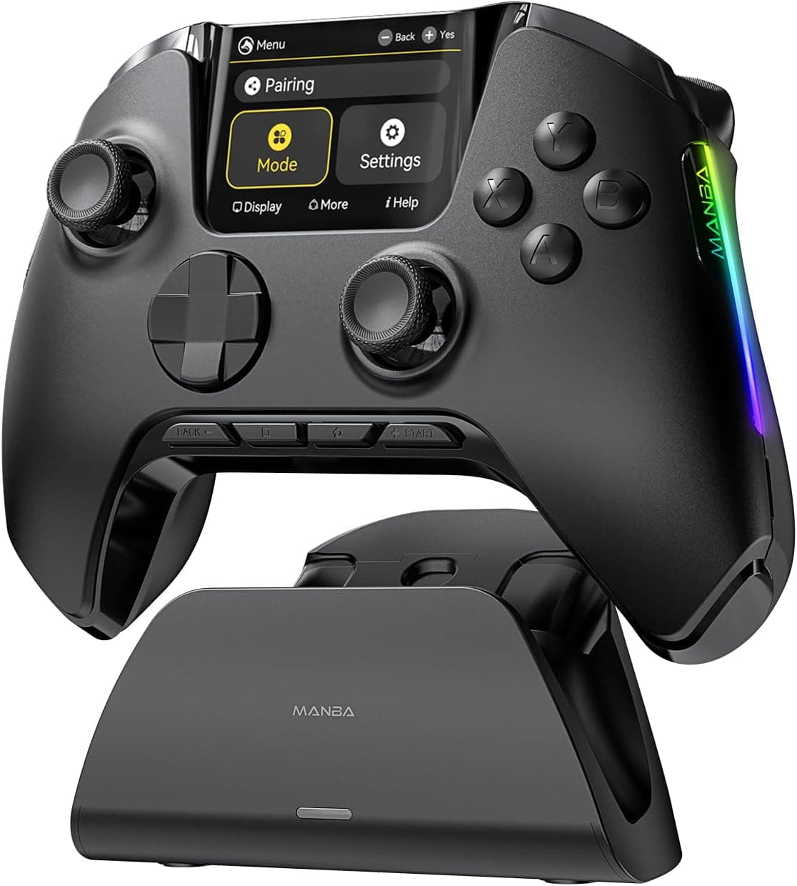 ManbaOne Mando Wireless con Pantalla para PC/Switch/iOS/Android (Negro)