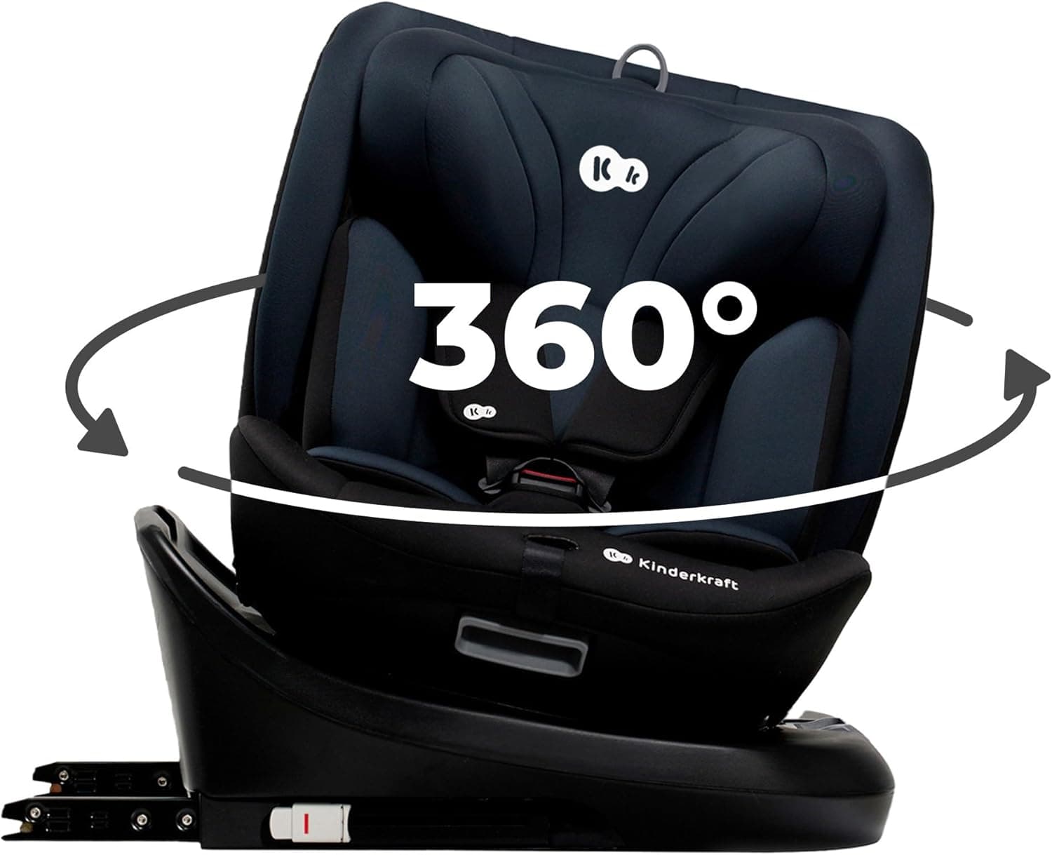 Kinderkraft I-GROW Silla de coche, I-SIZE 40-150 cm, Isofix, Silla coche bebé, para niños, Ajustable, Sillade, RWF, FWF, Universal para coche, Asiento, 360º, Grupo 0+/1/2/3, 0-36 kg, Negro grafito