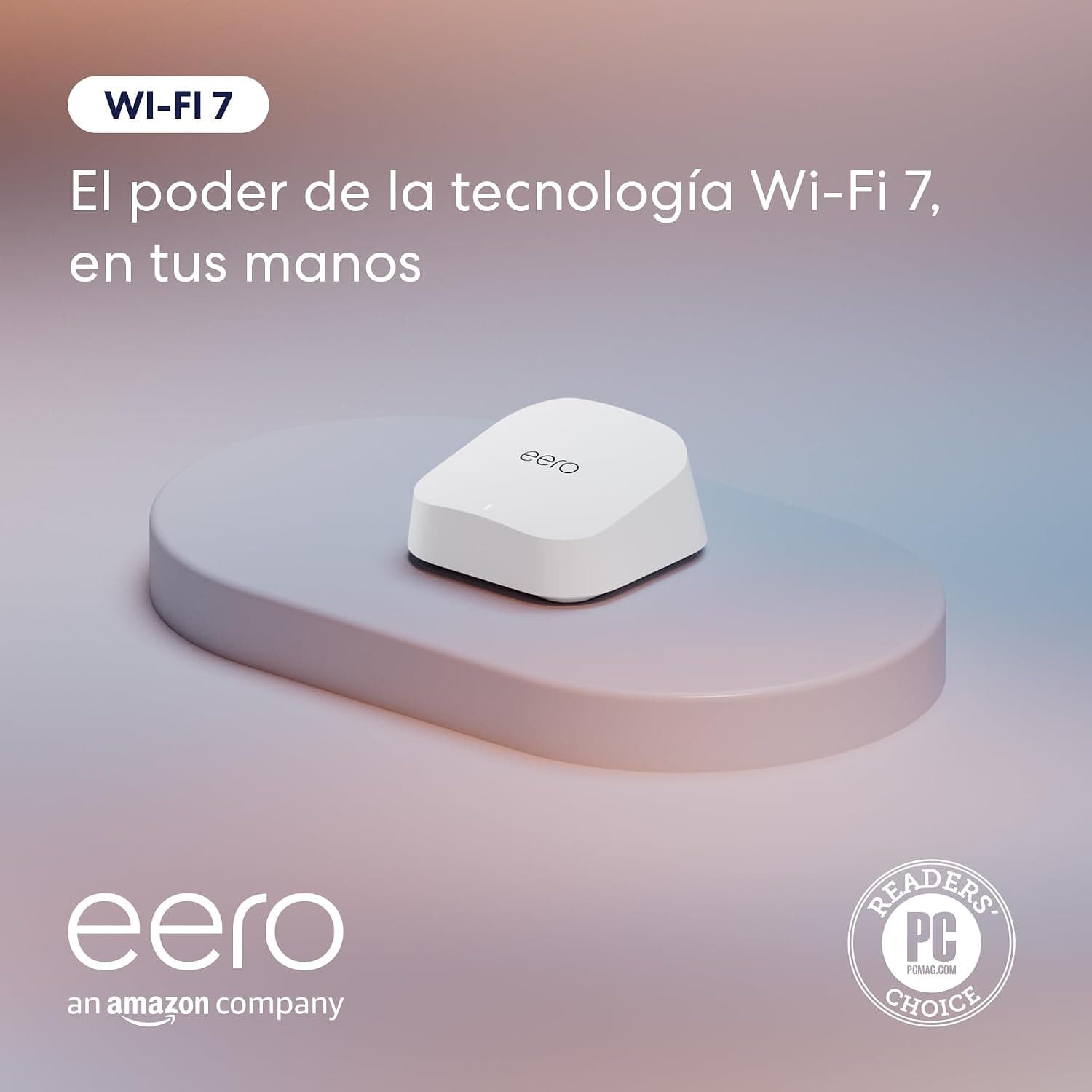 Router wifi de malla eero 7 de Amazon (último modelo): doble banda con Wi-Fi 7, compatible con velocidades de red de hasta 2,5 Gb/s y cobertura en hasta 190 m² (1 unidad)