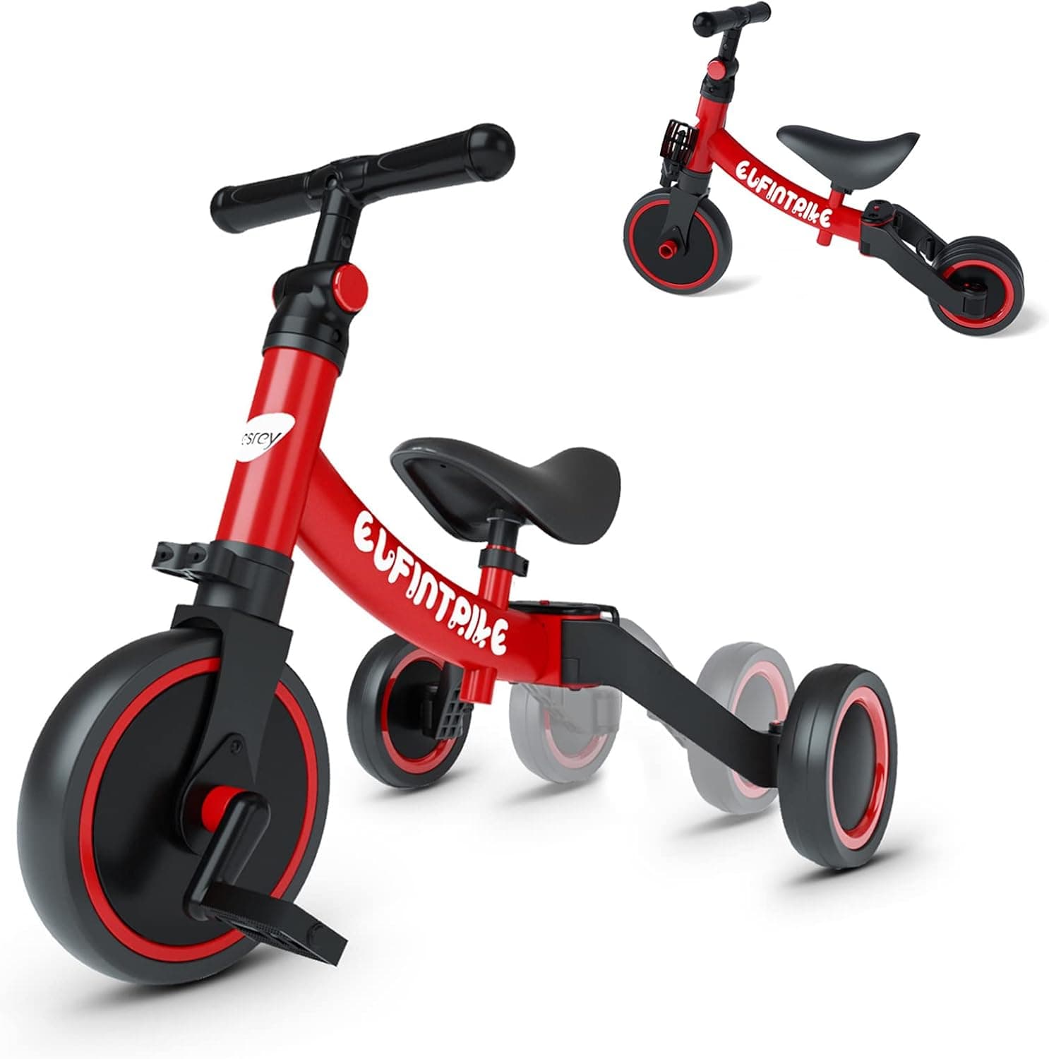 besrey Triciclos para Niños, 5 en 1 Una Bici Multifunción, Adecuado para niños de 1-4 años,Triciclo,Bicicleta,Carro de Equilibrio,Caminante, Altura del Asiento Regulable, Negro