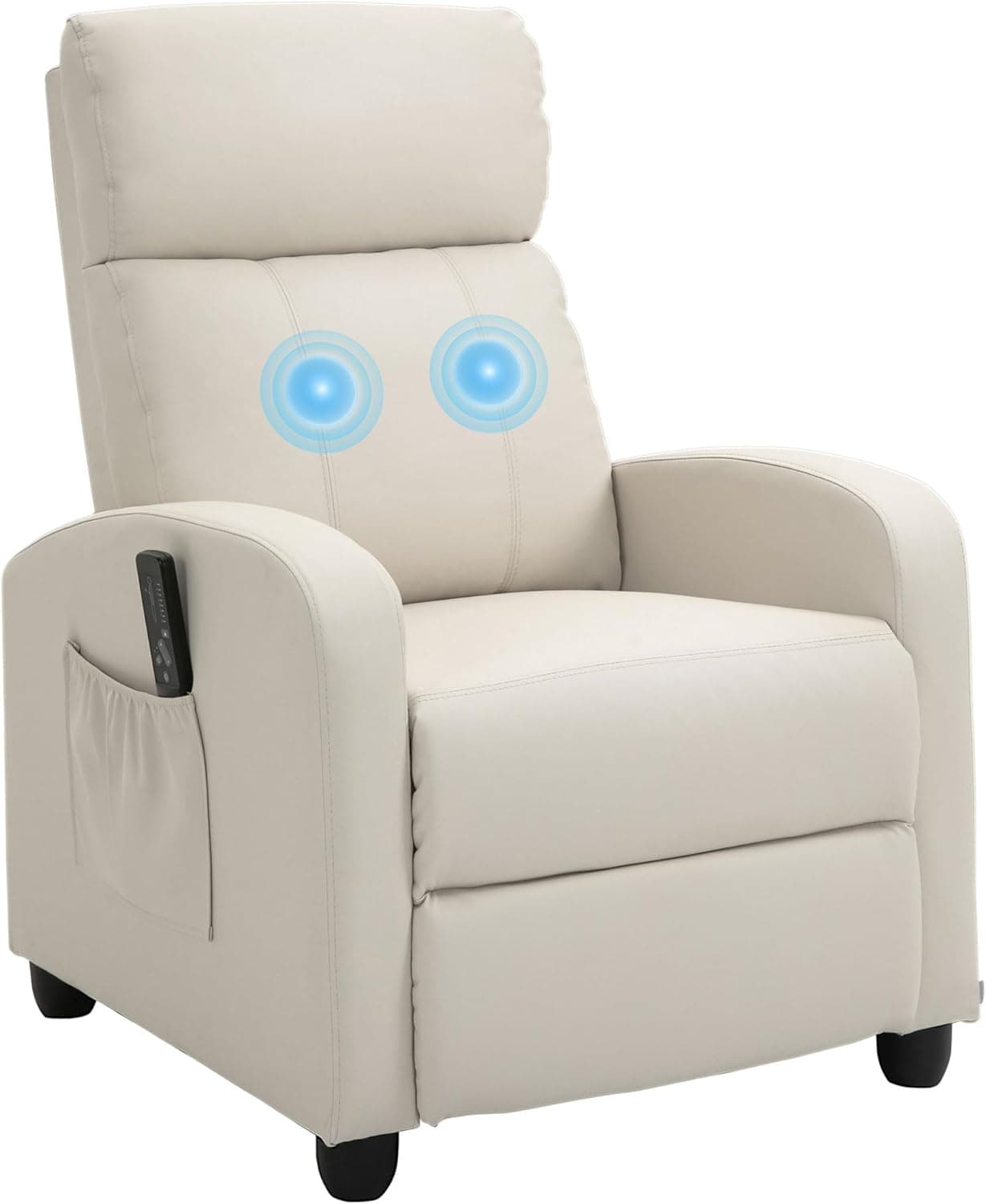 HOMCOM Sillón de Masaje Reclinable Mando a Distancia 68x88x98cm Crema