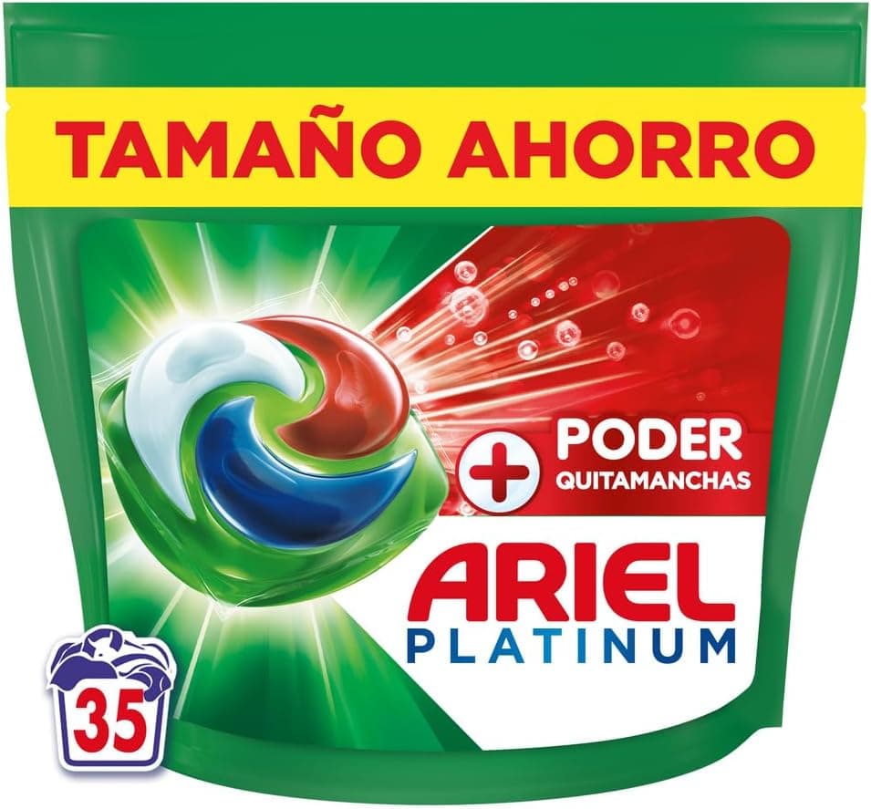 Ariel PODs Platinum, Detergente Líquido En Cápsulas + Poder Quitamanchas Cápsulas, 35 Lavados