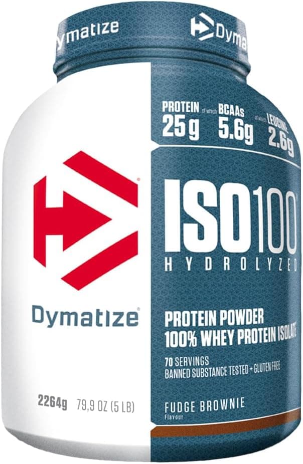 Dymatize ISO 100 Hydrolyzed Fudge Brownie 2264g - Hidrolizado de Proteína de Suero Whey + Aislado en Polvo