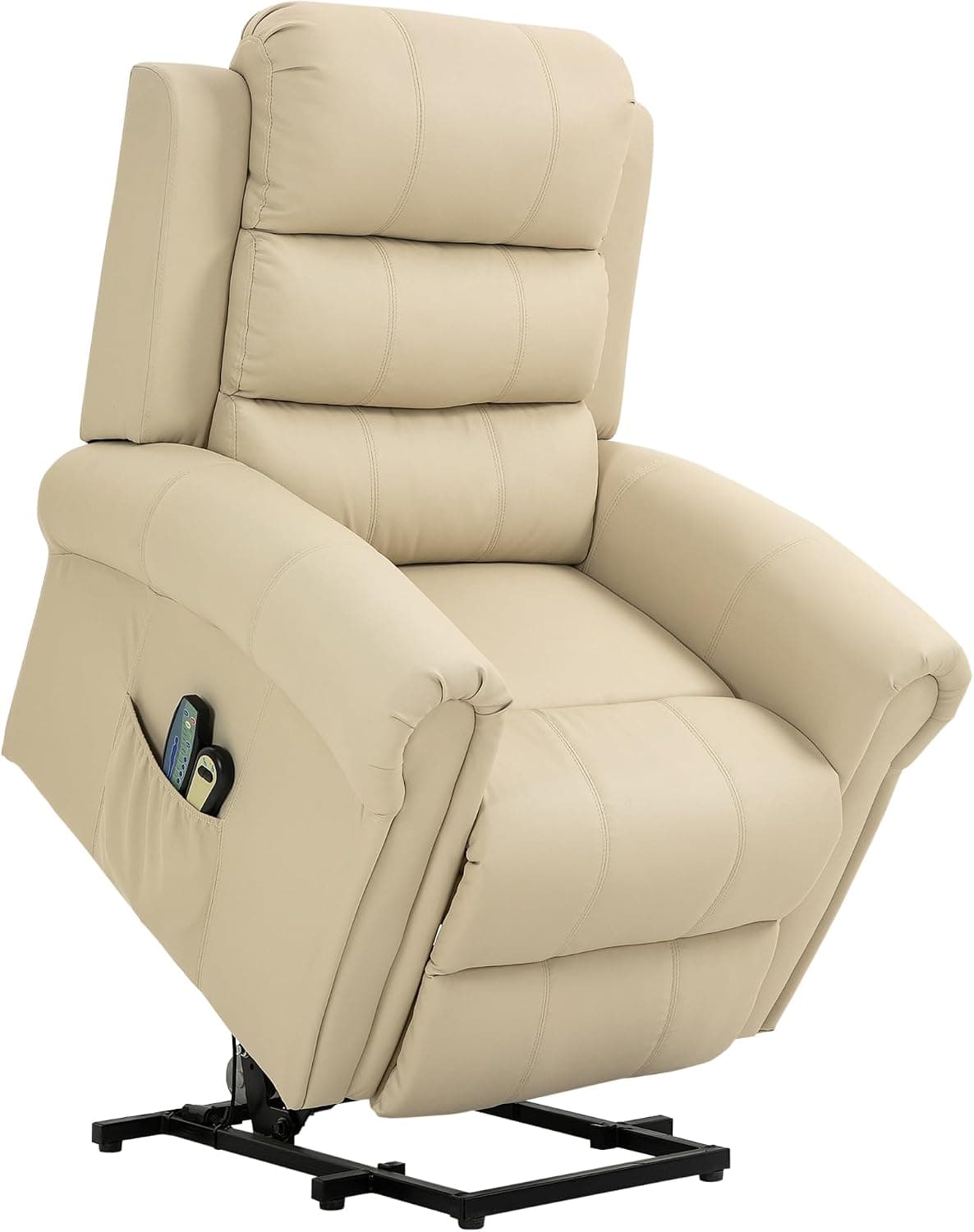HOMCOM Sillón Relax Reclinable Eléctrico Levanta Personas Masaje Crema
