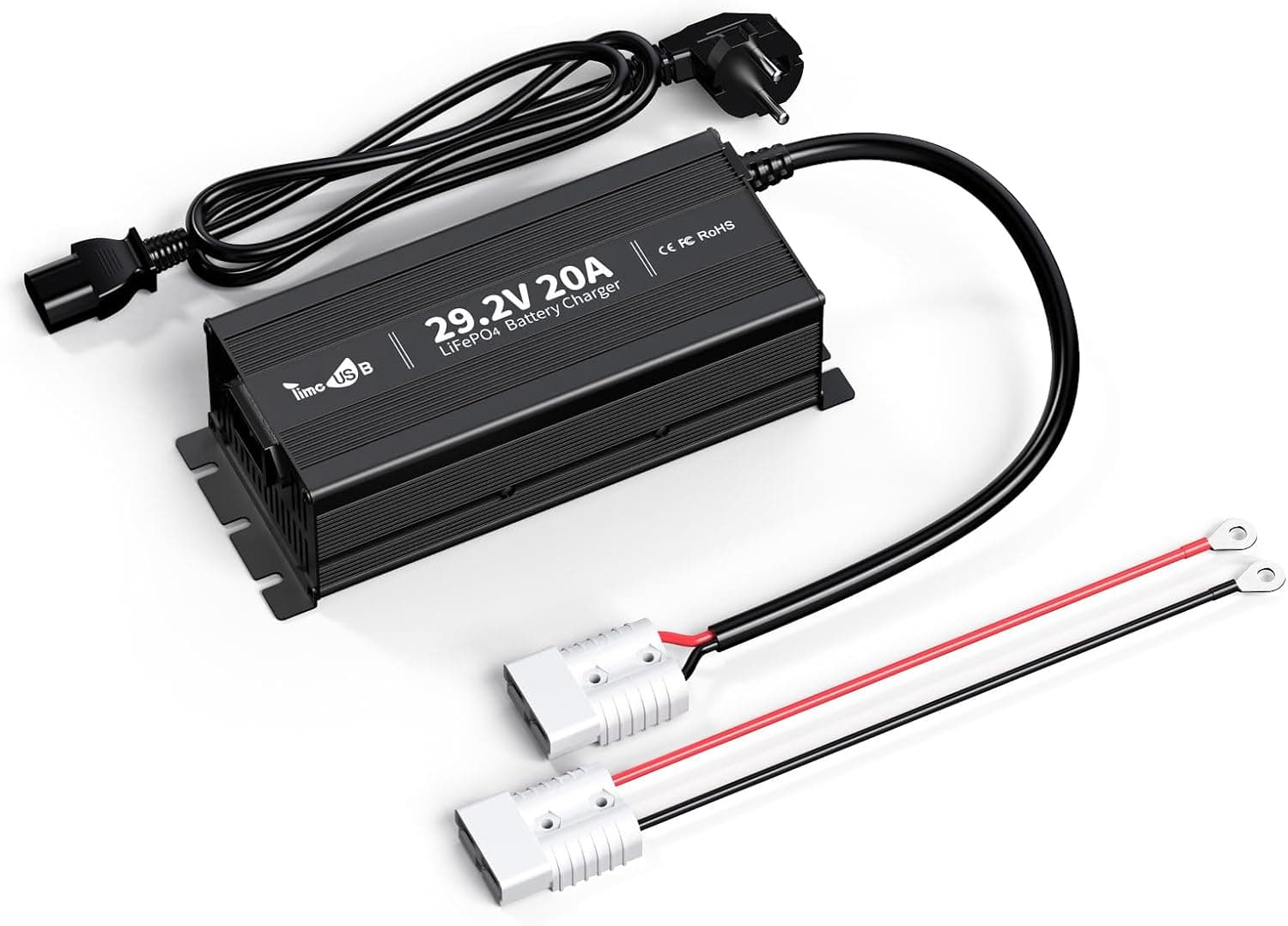 Timeusb Cargador LiFePO4 29,2V 20A para Batería de Litio 24V