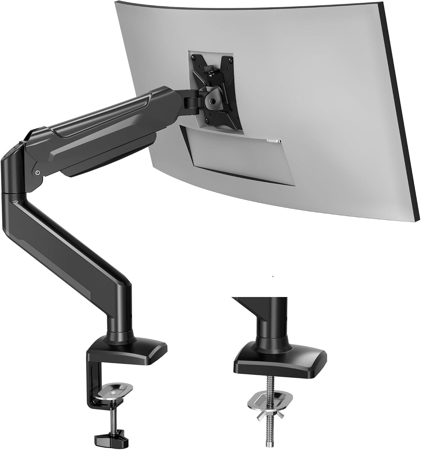 BONTEC Soporte Monitor de Escritorio para Pantallas 13-32" con Inclinación, Giro y Rotación 360°, Brazo Monitor Ergonómico con Resorte de Gas, VESA 75/100 mm, hasta 9 kg, Montaje con Abrazadera y Ojal