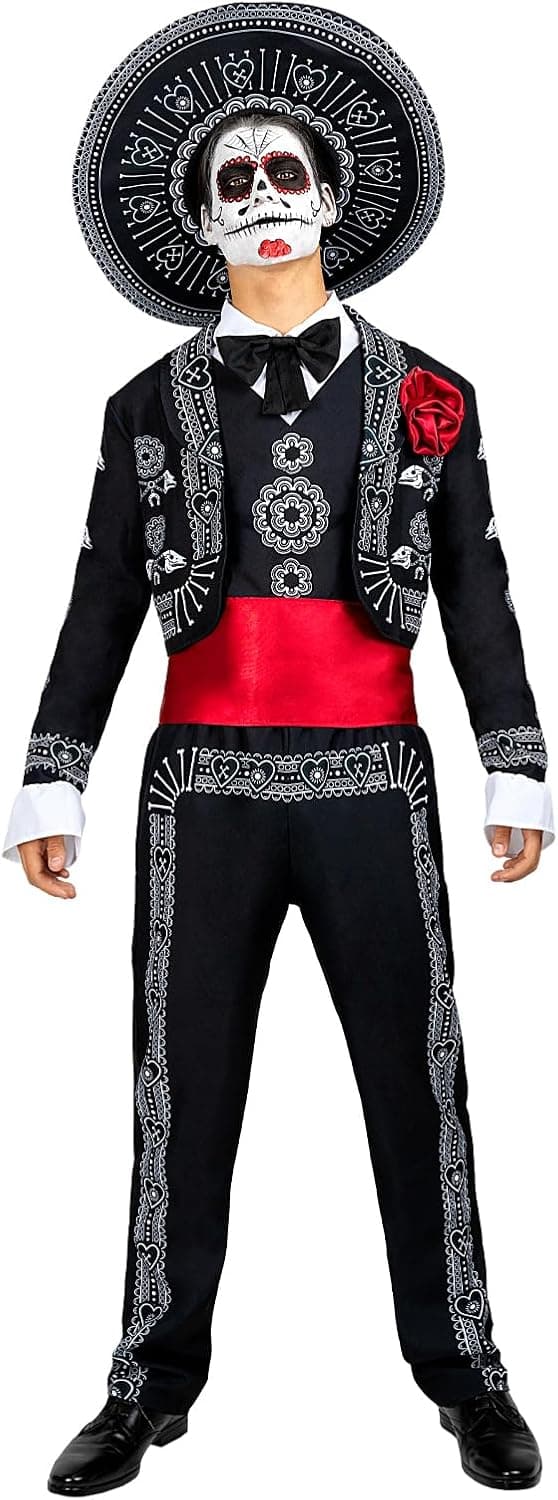 Funidelia Disfraz de Mariachi para Hombre con sombrero, Traje de Día de los Muertos Catrina para adulto, Disfraces de Halloween y Carnaval – Talla 3XL