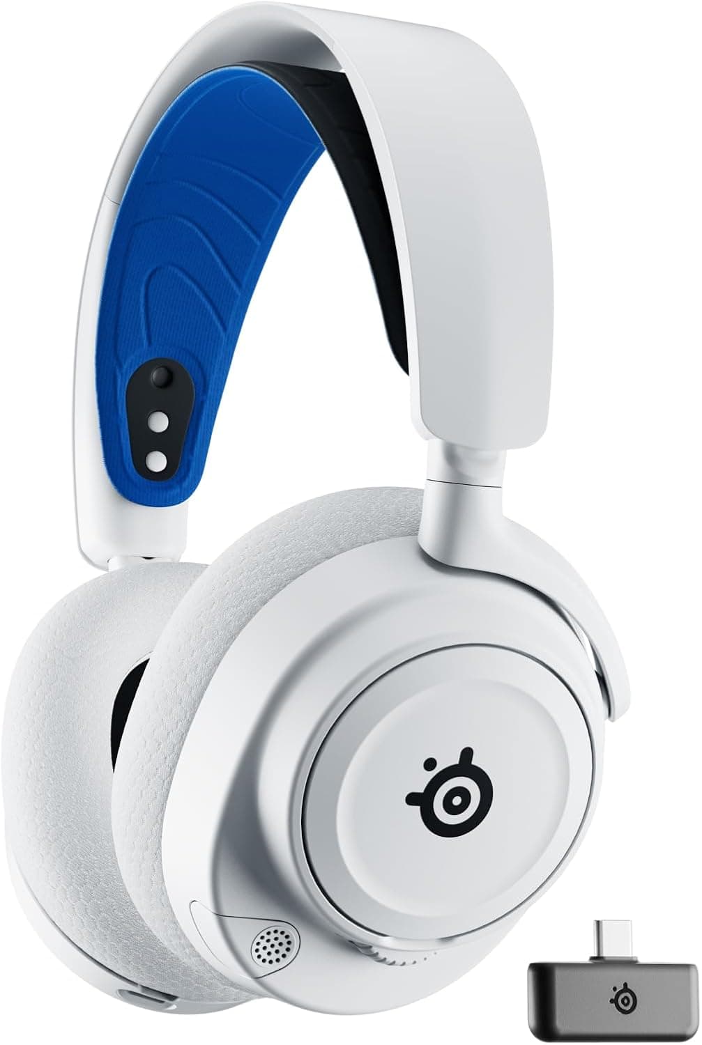 SteelSeries Arctis Nova 7P Wireless - Cascos PS5 Inalámbricos - Controladores magnéticos de neodimio - 2,4GHz + Bluetooth - 38h batería- Micro ClearCast Gen2 IA - PS5, PC, VR, móvil - Blanco