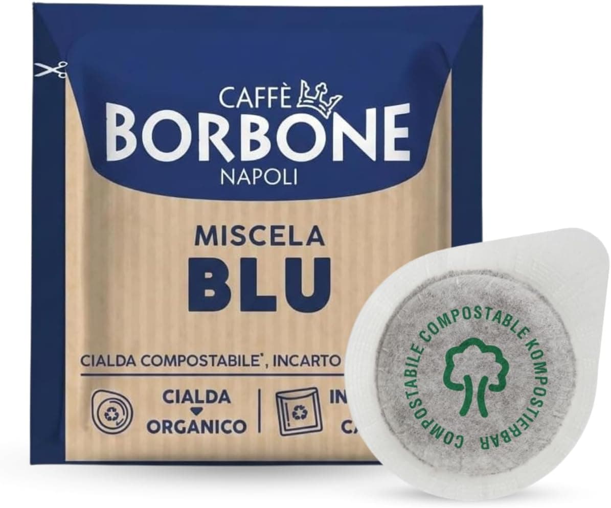 Caffè Borbone Cápsulas Compostables, Mezcla de Café Azul - 50 Cápsulas - Compatibles con el Sistema E.S.E Cápsulas de Papel de 44 mm