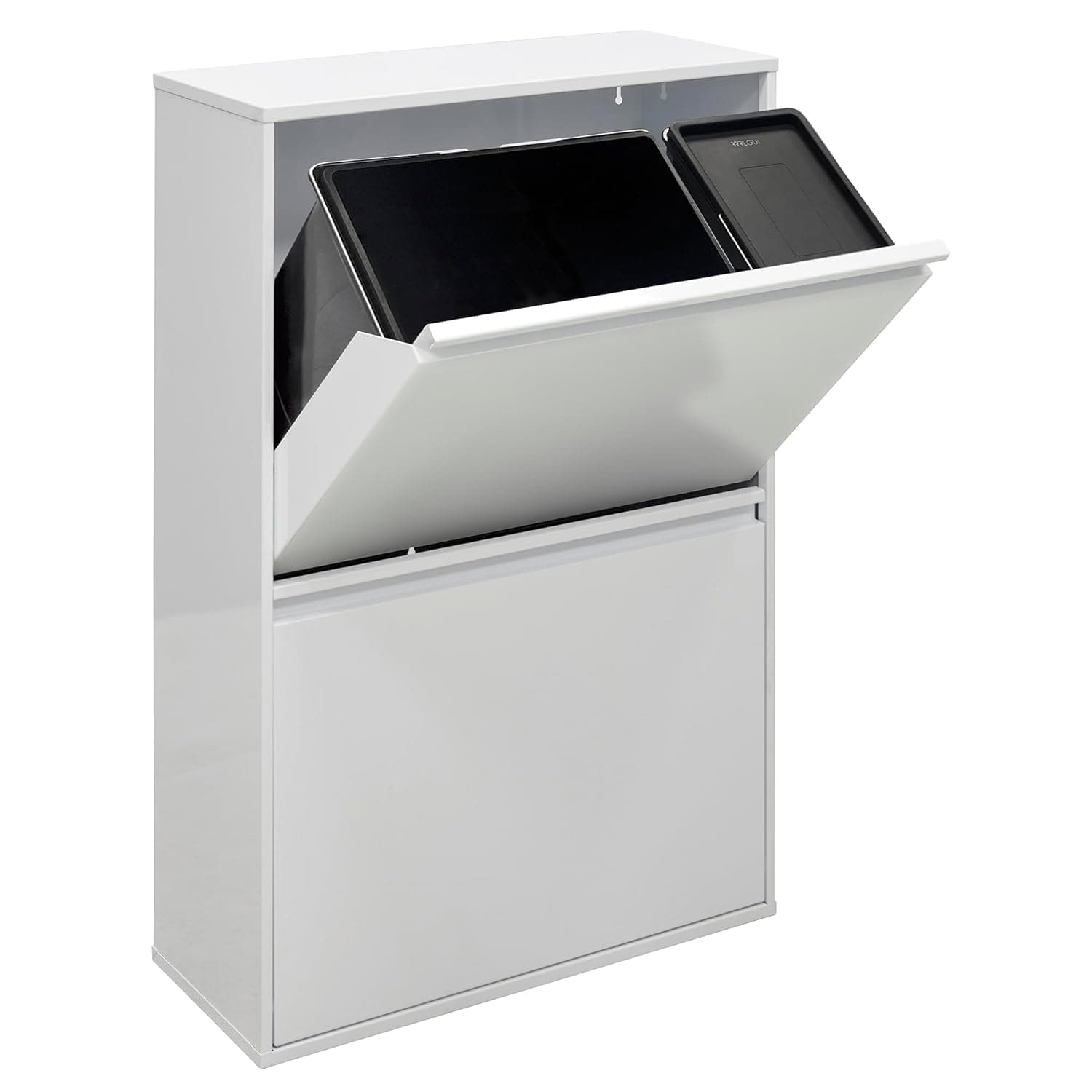 ARREGUI CR601-B2 Cubo de Basura y Reciclaje de Acero de 4 Compartimentos | 23+11+17+17 L (68 L) | Cubos de Basura de Cocina | Contenedores de Reciclaje para Casa | con Cubo 24 L para Envases | blanco