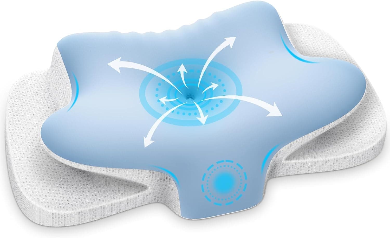 Ehomfory Almohada Cervicales y Cuello, Transpirable Almohada Cervical de Espuma Viscoelástica, 2 en 1 Almohada Ergonómica para Dormir de Lado, Boca Arriba y Boca Abajo