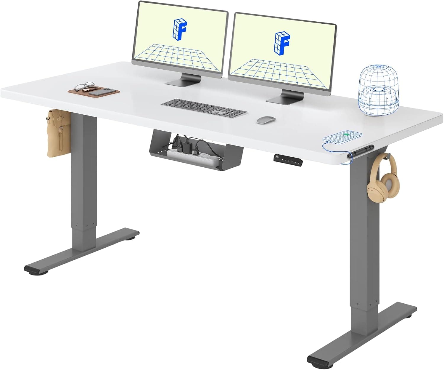 FLEXISPOT Escritorio Elevable Eléctrico 140x80 Doble Motor, Tablero Entero