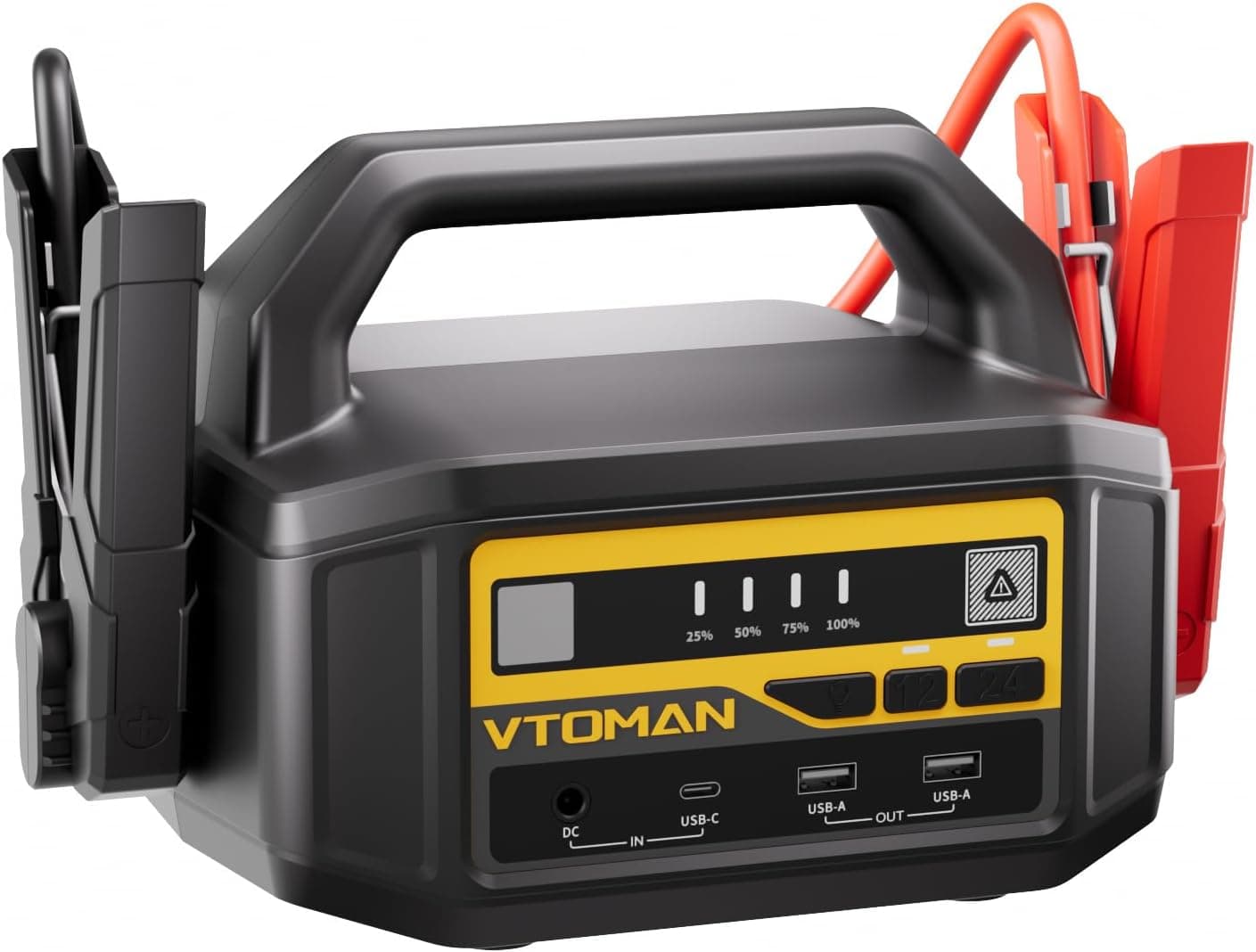 VTOMAN V-Truck - Kit de Arranque Portátil de 6000 A 12 V/24 V, 36400 mAh, Potente Paquete de Arranque para Camiones, Furgonetas y Caravanas con Linterna LED & Carga Rápida de 145 W