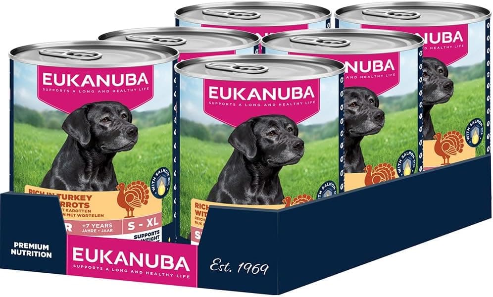 EUKANUBA Alimento Húmedo para Perros Senior con Pavo y Zanahoria, 6 x 400g